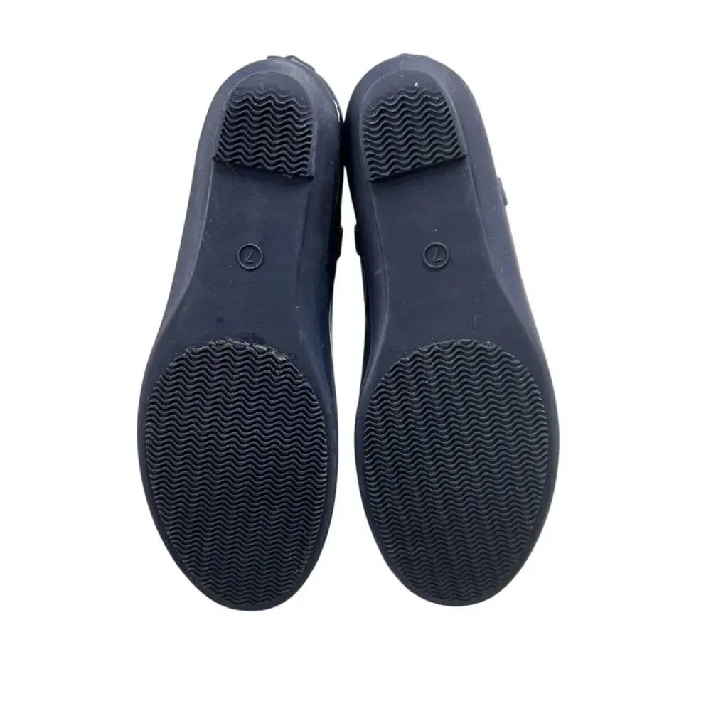 London Fog Waterproof Rain Boots 7 Chelsea Piccadilly Navy Blue Whale Nautical